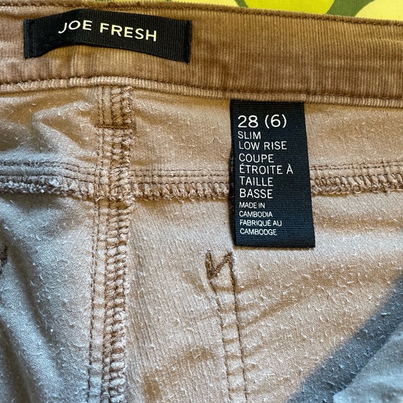 Joe Fresh, slim corduroy, size 6 (28) - Picture 3 of 3